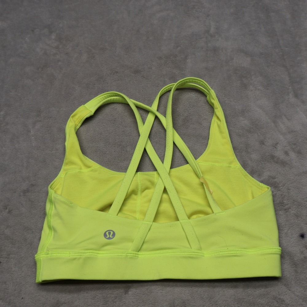 Lululemon Energy Spots Bra Women 2‎ Yellow Strappy Back Stretch Workout Pullover - Picture 2 of 6